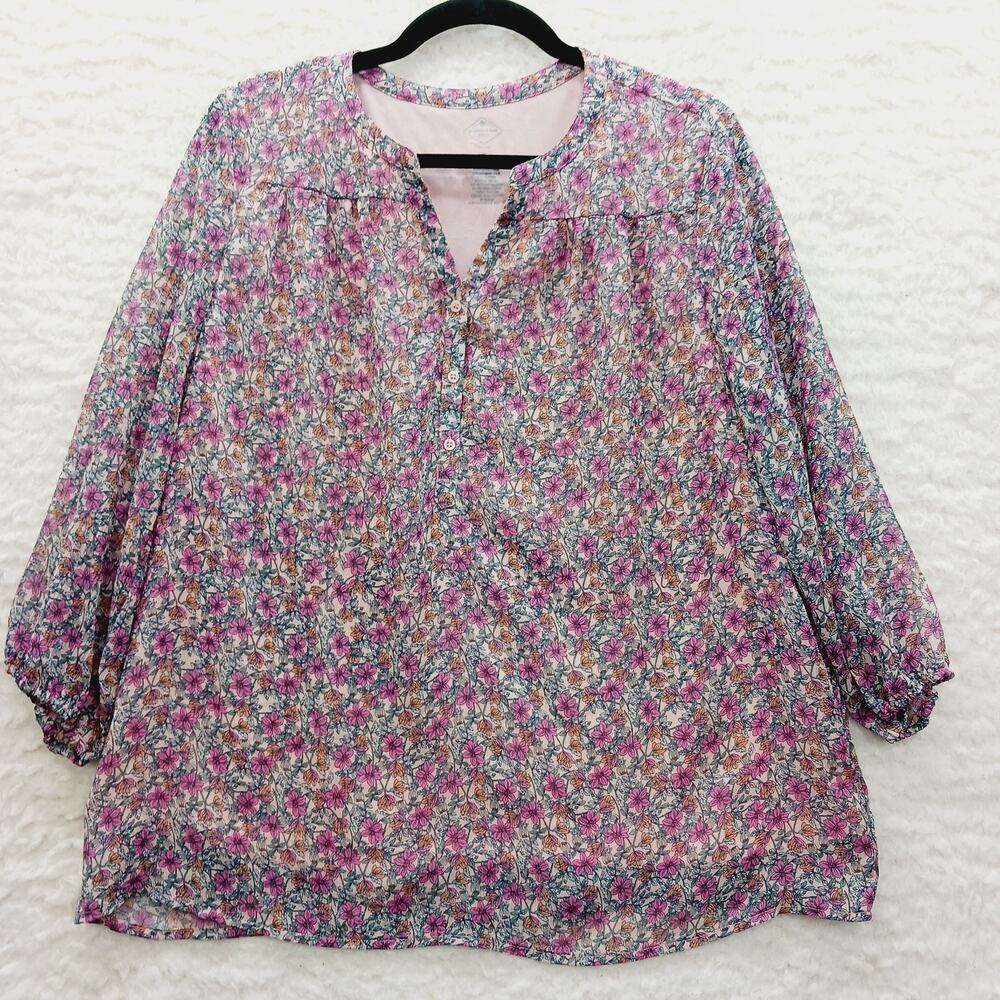 Blouse Pink Romantic Ditsy Floral Feminime Whimsycore Soft Girl Y2K Lined Sz PL